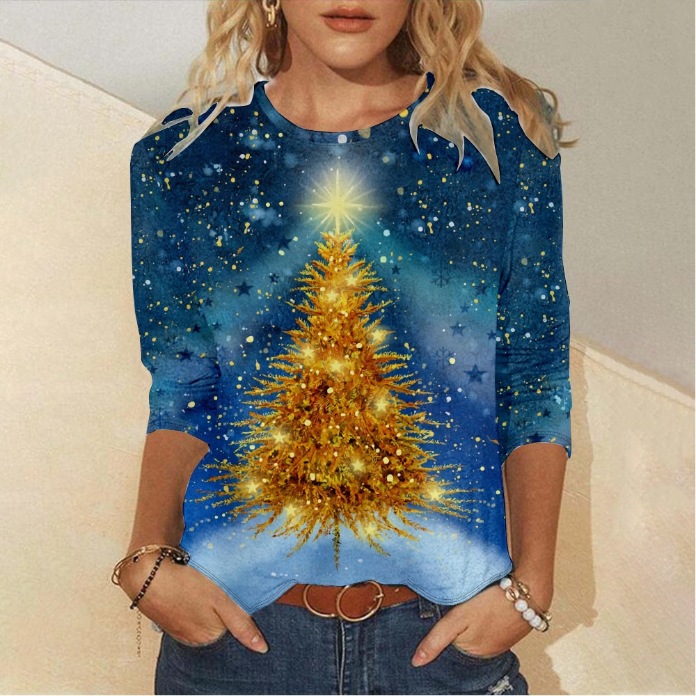 Creative 3D Printed Christmas Long Sleeve T-shirt | Streetwear