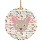 Minskin Cat Christmas Ceramic Ornament