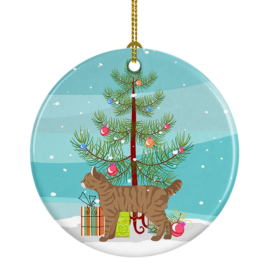 Highlander Lynx Cat Christmas Ceramic Ornament