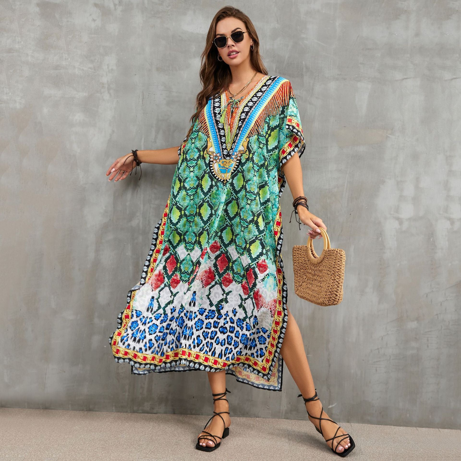 Printed Beach Cover-Up Robe in 16 Colors (21083)