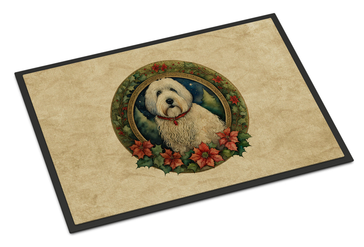 Old English Sheepdog Christmas Flowers Doormat