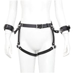 Leather Handcuffs and Panties Set with Bow for Adults