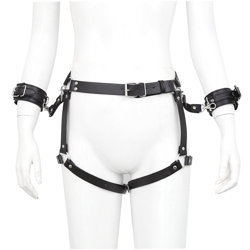 Leather Handcuffs and Panties Set with Bow for Adults