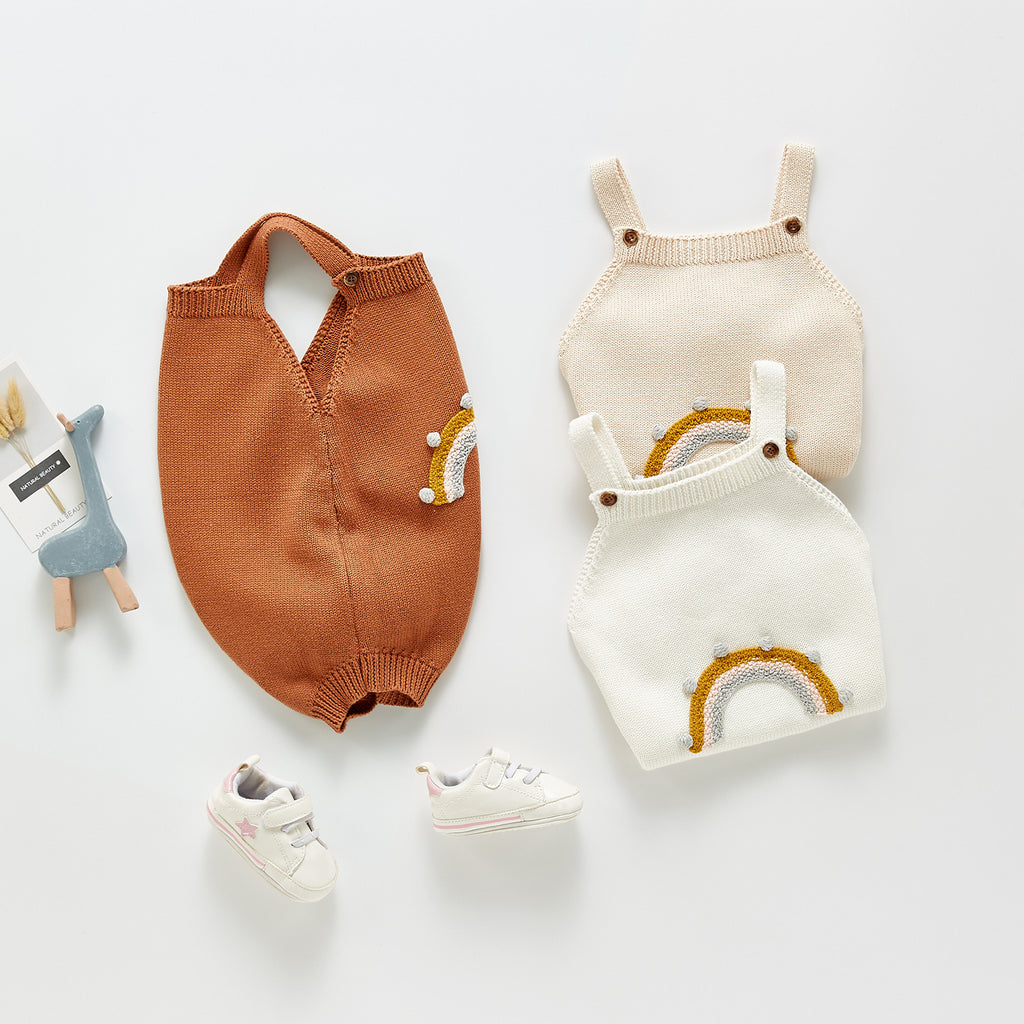 Knitted Baby Bodysuit with Straps