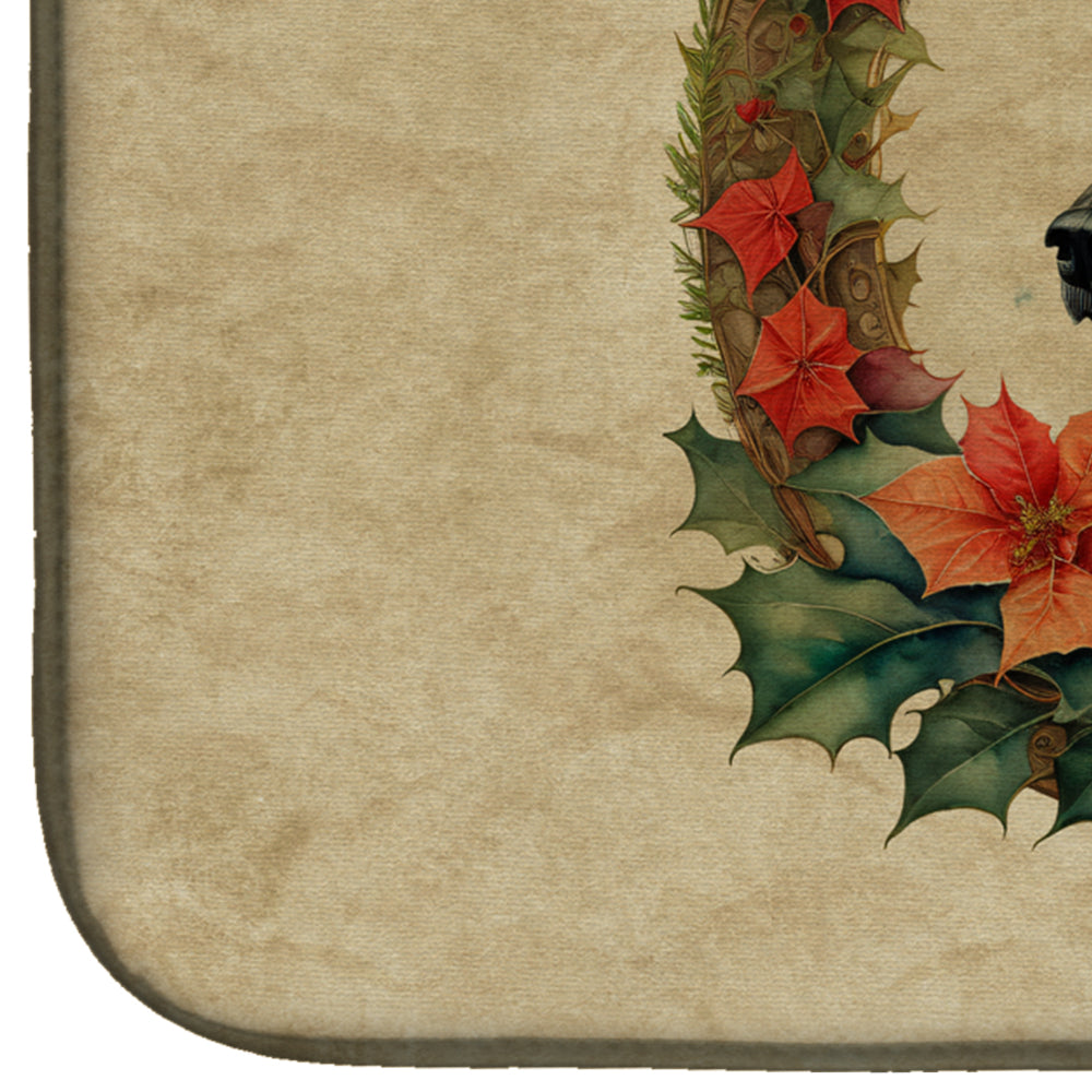 Australian Kelpie Christmas Flowers Dish Drying Mat