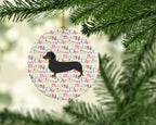 Dachshund Merry Christmas Ceramic Ornament