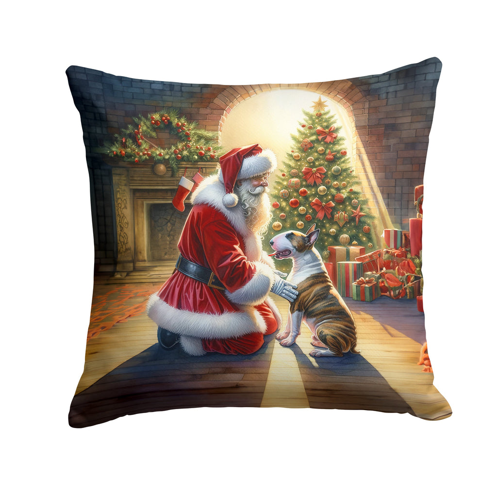 Bull Terrier and Santa Claus Throw Pillow