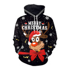 Elk Print Couple Hooded Sweater for Christmas