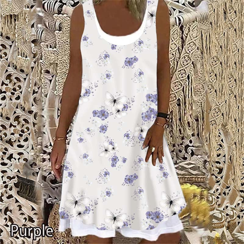 Floral Casual Milk Silk Two-Piece Dress for Women