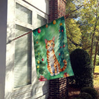 Safari Cat By the Christmas Tree House Flag