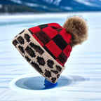 Plaid Knitted Beanie Hat for Women - Warm Wool Cap | Embroidered Cap