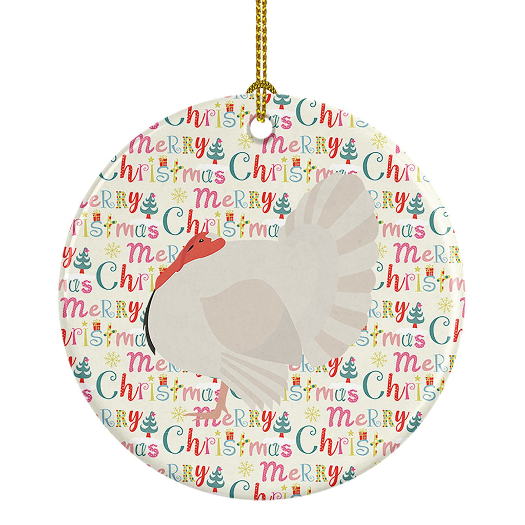 White Holland Turkey Christmas Ceramic Ornament