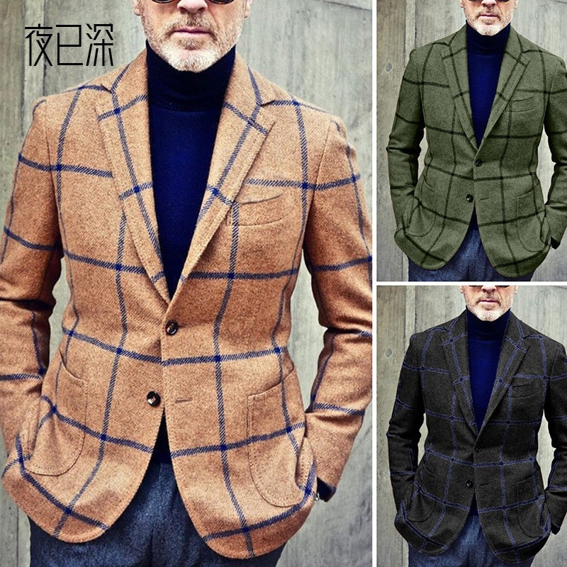 Men's Plaid Trench Coat