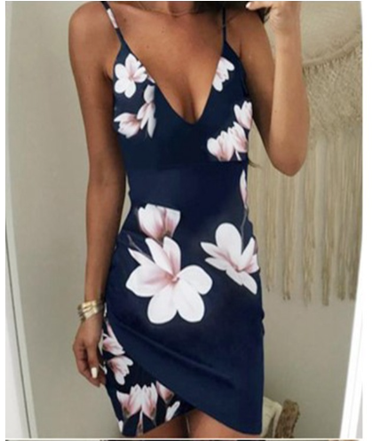 Floral Print Backless Bodycon Dress for Women
