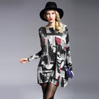 Fashion Women's Long-Sleeved Printed Knitted Sweater