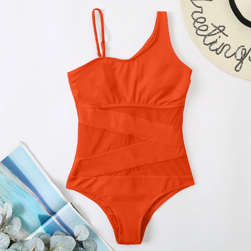 2022 New Women's Mesh One-Piece Swimsuit with Straps