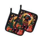 Black and Tan Dachshund Christmas Pair of Pot Holders