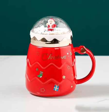 Santa Claus Ceramic Mug with Lid