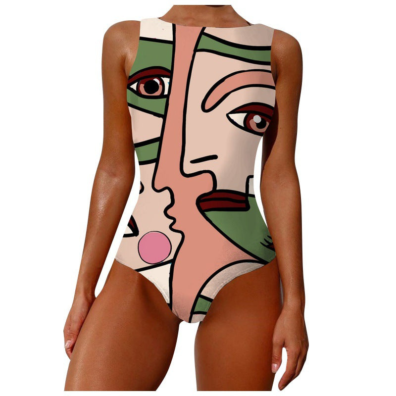 2022 Women's Irregular Print Anime Bikini Swimsuit