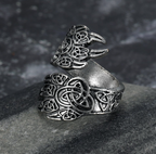 Handcrafted Adjustable Stainless Steel Norse Raven Ring