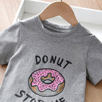 Korean Mother-Daughter Outfits with Donut Print Beach Dress