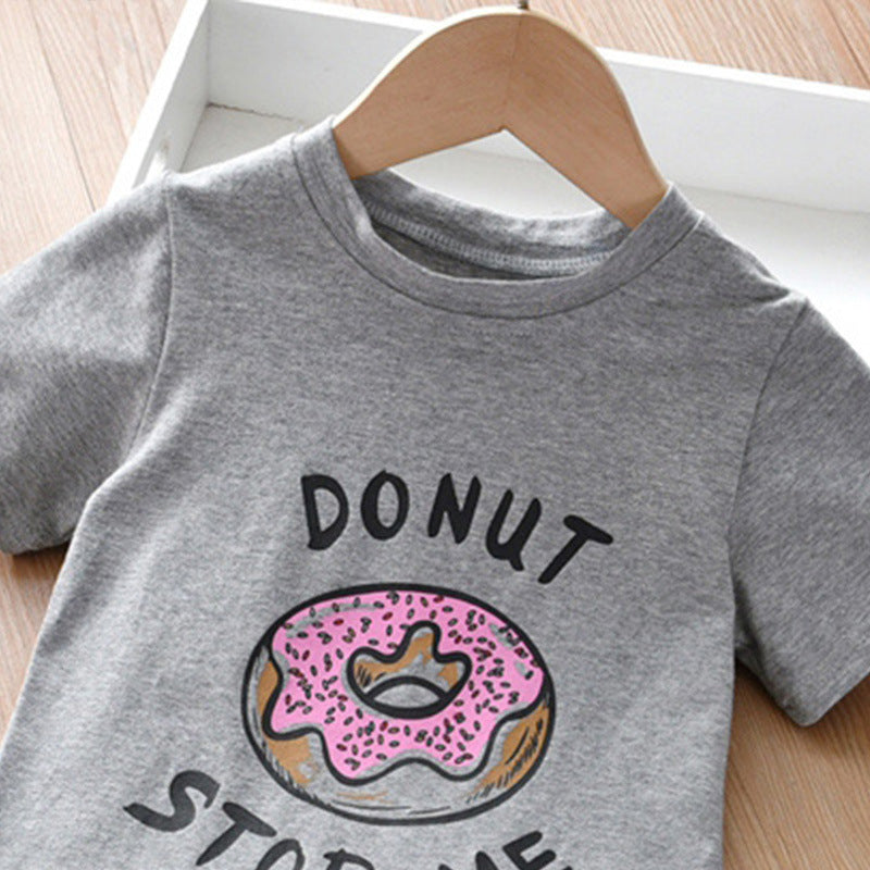 Korean Mother-Daughter Outfits with Donut Print Beach Dress
