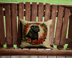 Bouvier des Flandres Christmas Flowers Throw Pillow