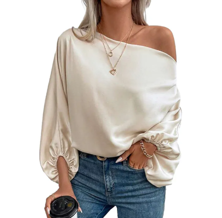 Women's Commute Diagonal Collar Asymmetric Pullover | Streetwear