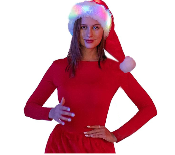 Colorful LED Christmas Hat for Seniors | Embroidered Cap