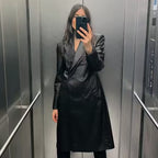 Loose Fashion Casual Imitation Leather Coat for Women