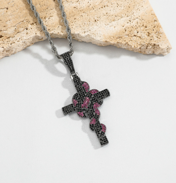Snake Cross Pendant Necklace for Men
