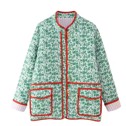 Printed Cotton-Padded Coat for Women (Single Item)