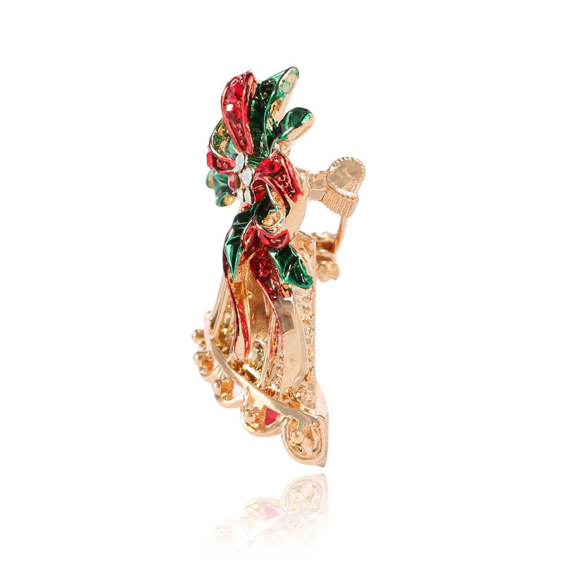 Creative Christmas Bell Brooch with Bowknot Design