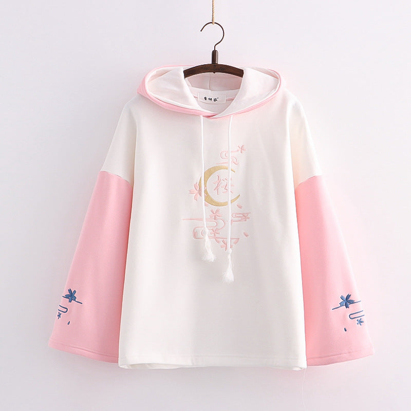 Alphabet Color Matching Hooded Sweater for Women