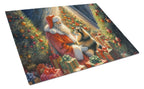 Finnish Spitz and Santa Claus Glass Cutting Board