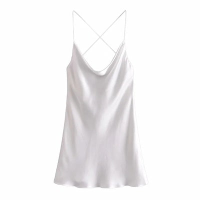 New Women's Backless Satin Camisole Dress