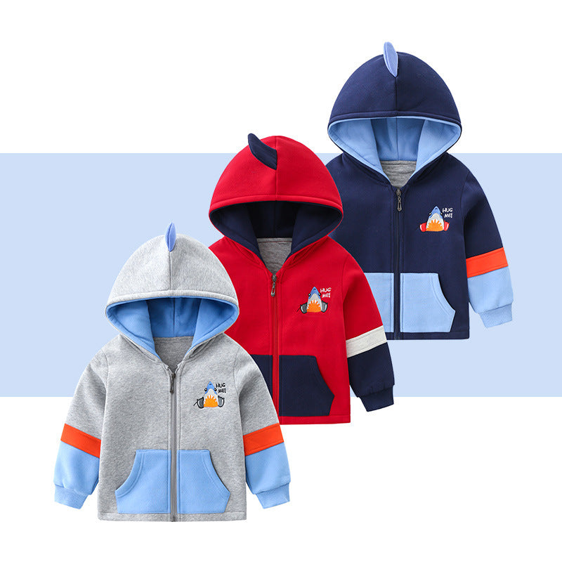 Children's Cotton Padded Hooded Zipper Coat