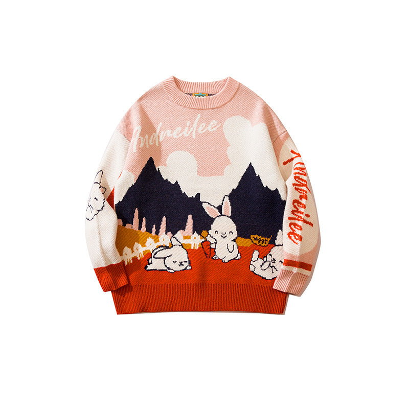 Men's Loose Fit Long Sleeve Wool Pullover Sweater | Streetwear