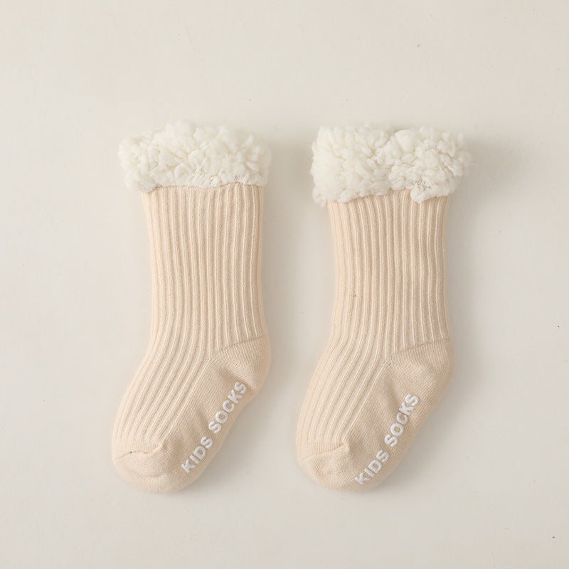 Super Thick Solid Color Lamb Wool Socks for Kids