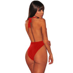 Deep Plunge Halter One-Piece Swimsuit