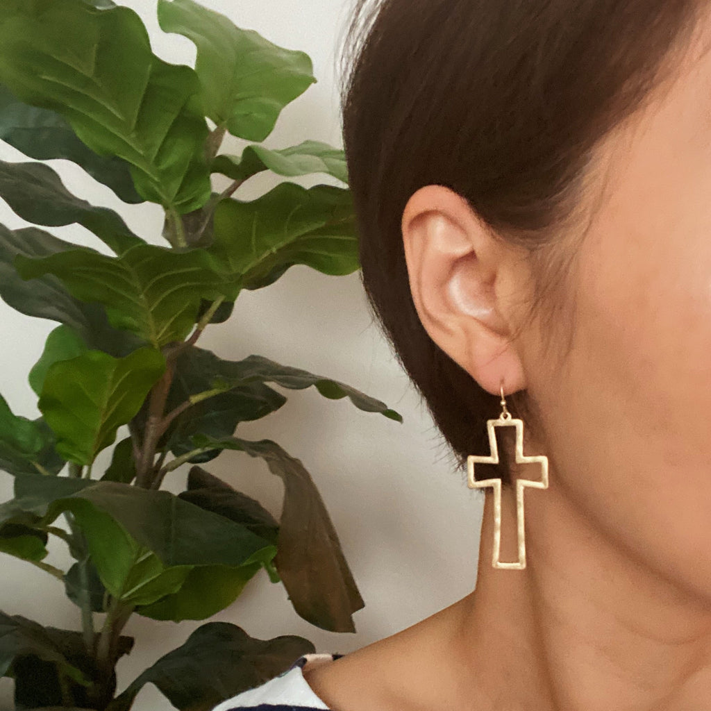 Dangle Cross Outlined Earrings | Christian Jewelry