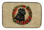 Bouvier des Flandres Christmas Flowers Dish Drying Mat