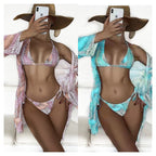 Women's Sexy 3-Piece Bikini Set with Long Cover-Up
