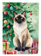 Birman Cat By the Christmas Tree House Flag