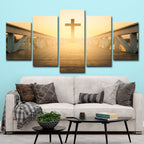 Cross at Sunrise Canvas Wall Art - Christian Home Decor