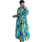 European American Women's Corset Round Neck Long Dress