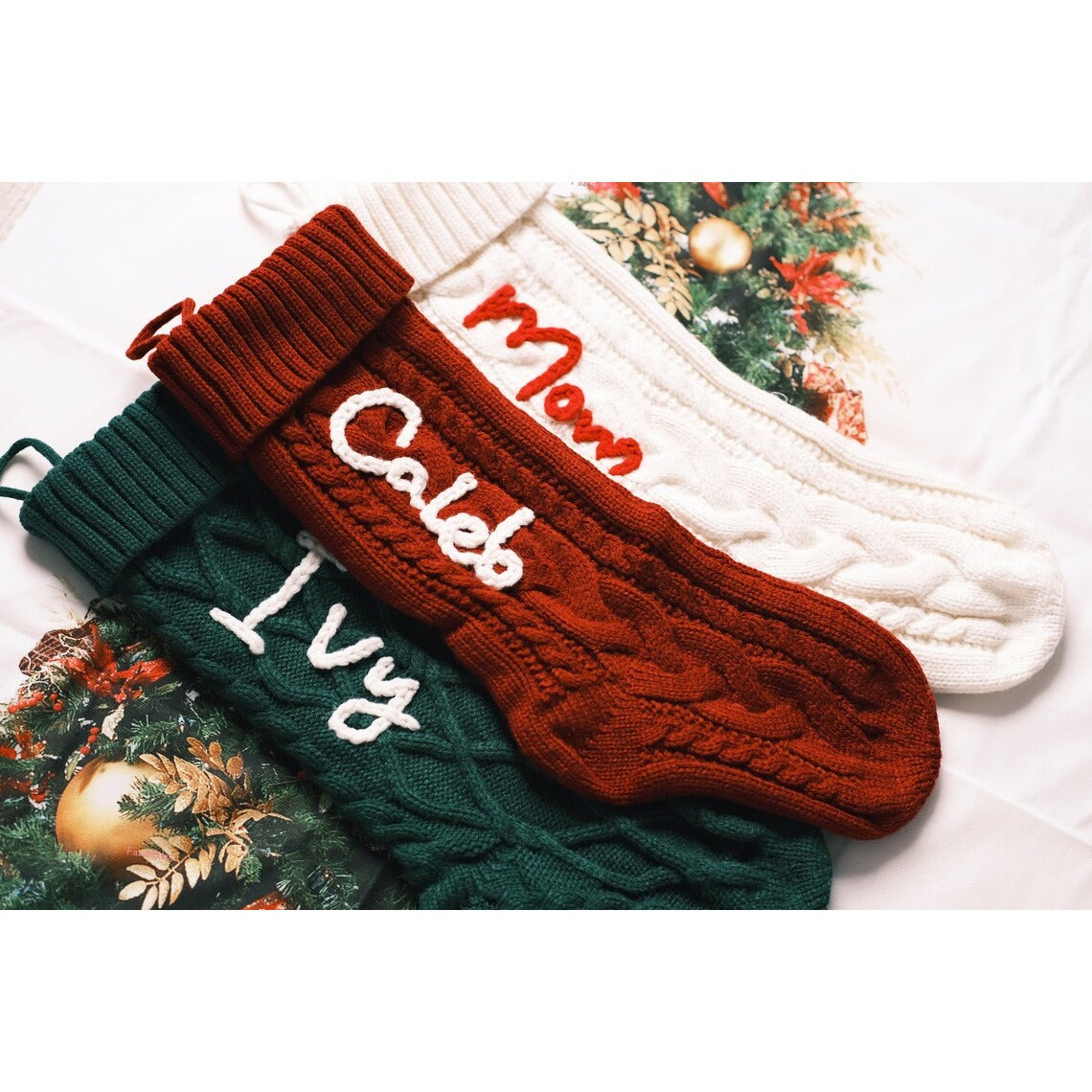 Embroidered Christmas Knit Socks