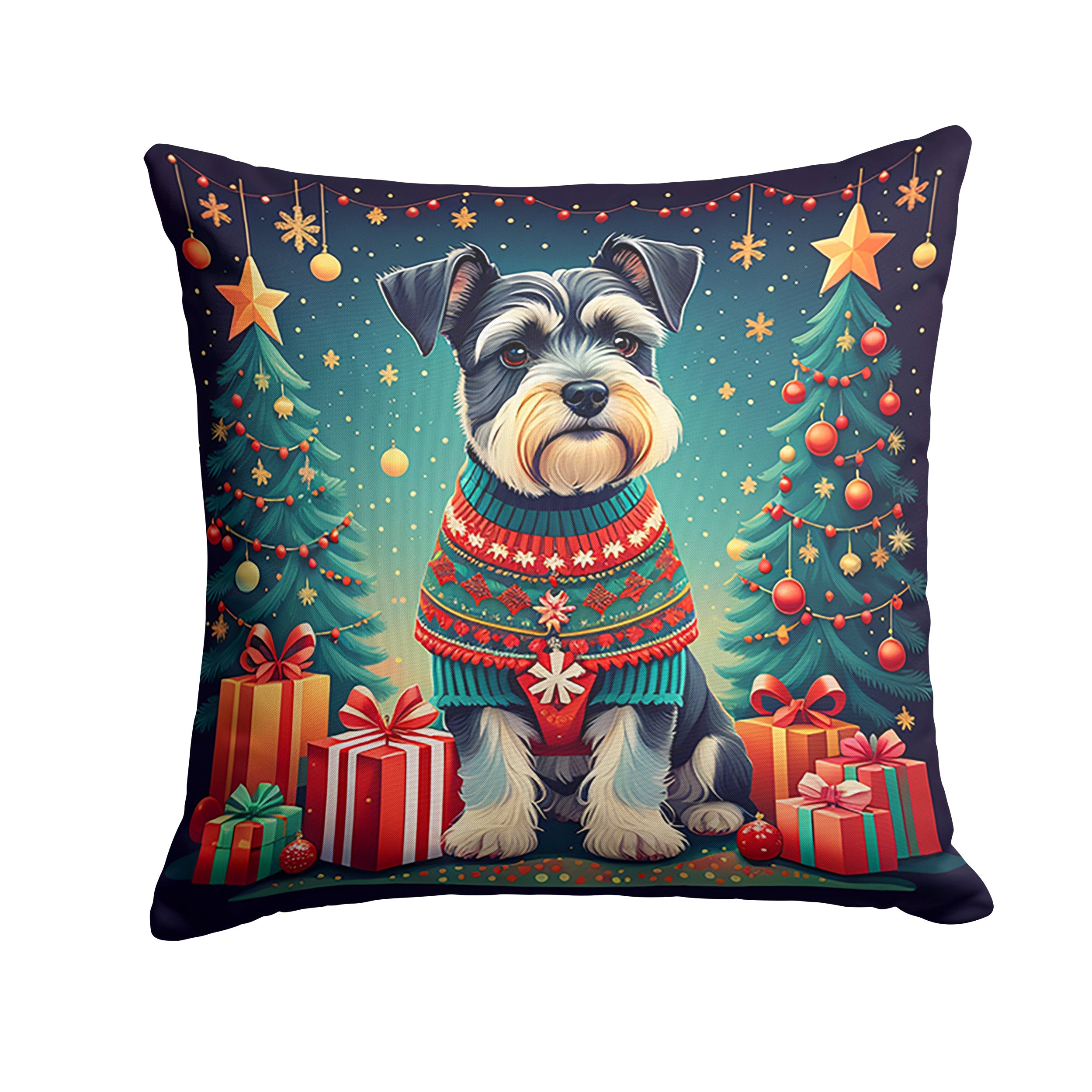 Schnauzer Christmas Throw Pillow