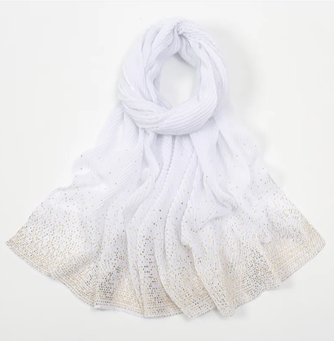 Gilded Crumpled Solid Color Polyester Scarf for Women