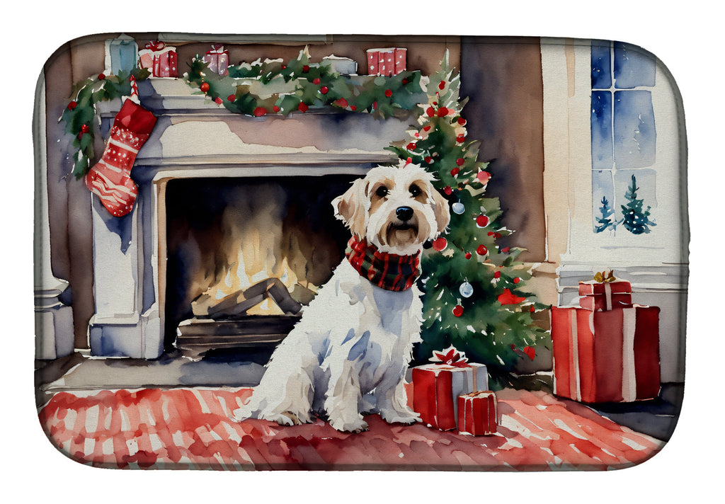 Sealyham Terrier Cozy Christmas Dish Drying Mat